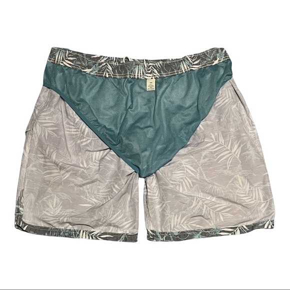 Caribbean Hybrid Shorts Tropical Floral Drawstring Swim Trunks Resort Wear 1XB - Picture 5 of 9